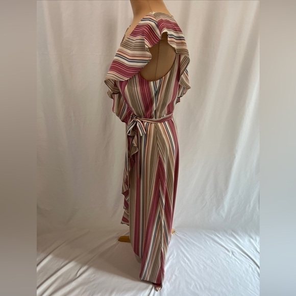 Leith Striped Ruffle Wrap Dress - Picture 5 of 8
